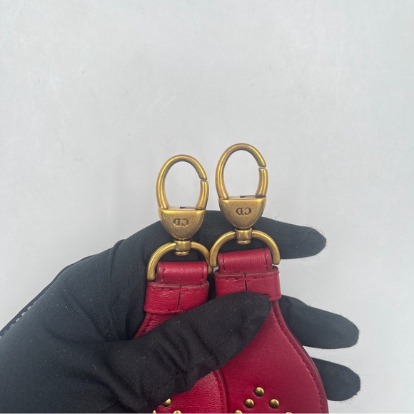 DIOR Lady Dior Medium Bag Red Lambskin with Gold Studs - Picture 2 of 15